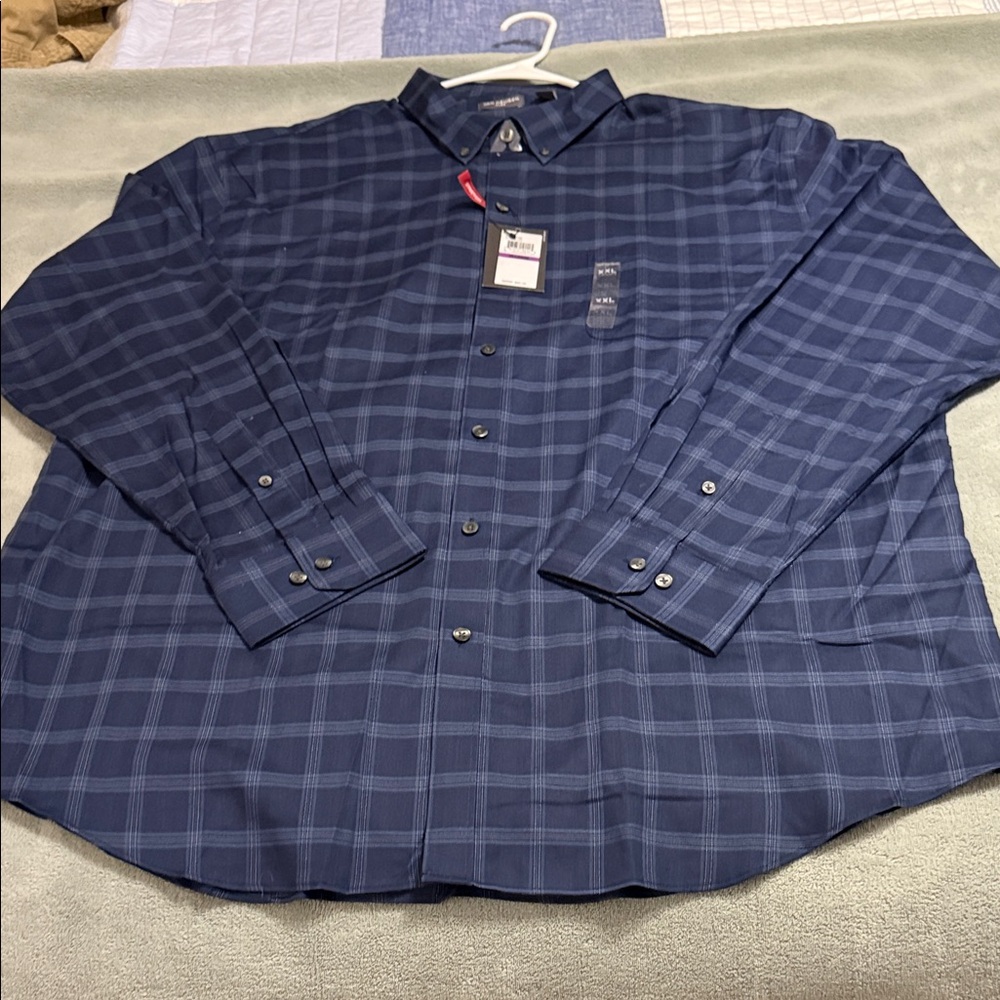 Van Heusen Navy Plaid Casual Shirt
